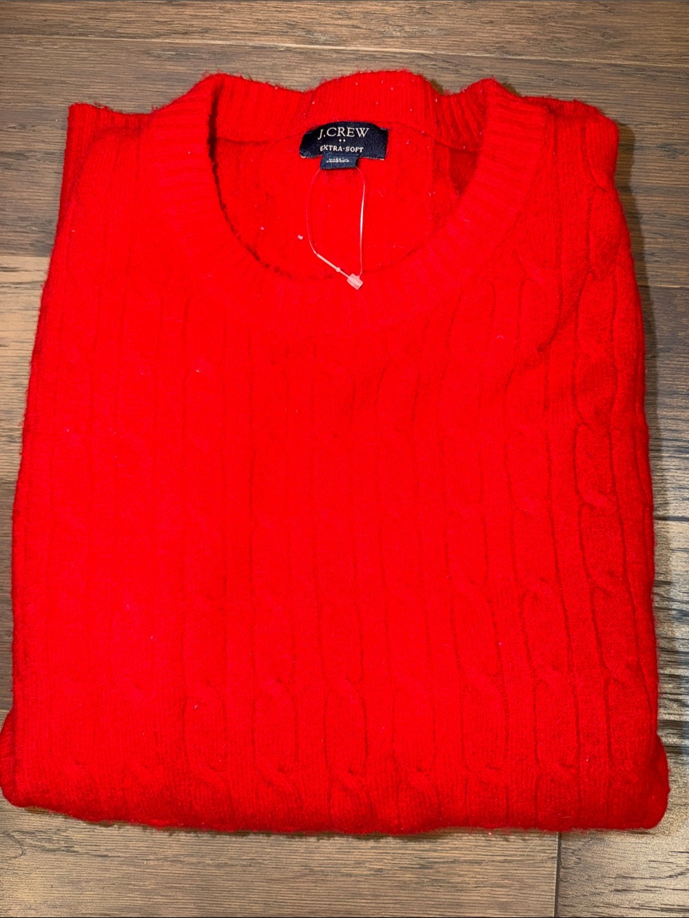 J. Crew Men's Bright Red Cable-Knit Crewneck Sweater